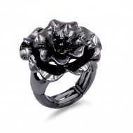 Gunmetal Plated Flower Stretch Ring Gunmetal Plated Flower Stretch Ring