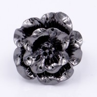Gunmetal Plated Flower Stretch Ring Gunmetal Plated Flower Stretch Ring