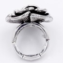Antique Silver Plated Flower Stretch Ring
