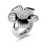 Antique-Silver-Plated-With-Clear-Crystal-Flower-Stretch-Ring-Antique Silver