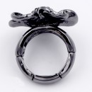 Gunmetal Plated With Clear Crystal Flower Stretch Ring