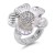 Burnished-Silver-Plated-W/-Clear-Crystal-Flower-Stretch-Ring-Burnished Silver