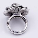 Antique Silver Plated Flower Stretch Ring