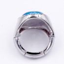 Rhodium Plated W.Clear Crystal / Blue Cat Eye Stretch Ring