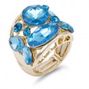 Gold Plated Multi Color Crystal Stretch Ring