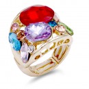 Gold Plated Multi Color Crystal Stretch Ring