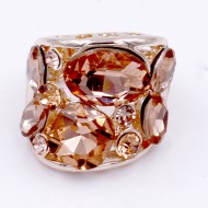 Rose Gold Plated With Peach Color Crystal Stretch Ring