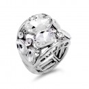 Gold Plated With Clear Crystal Stretch Ring