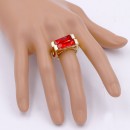 Gold Plated With Red Color Crystal Stretch Ring