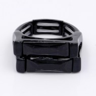 Jet Black Crystal Stretch Ring