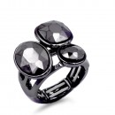 Jet Black Plated With 3 Jet Crystal Stretch Ring