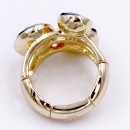 Gold Plated With 3 Purple Crystal Stretch Ring