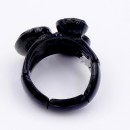 Jet Black Plated With 3 Jet Crystal Stretch Ring