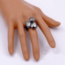Gunmetal Plated With 3 Hematite Crystal Stretch Ring
