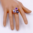 Gold Plated With 3 Purple Color Stretch Ring