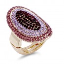 Gold Plated With Red Crystal Stretch Ring
