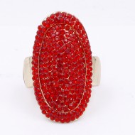 Gold Plated With Red Crystal Stretch Ring