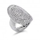 Rhodium Plated With Clear AB Crystal Stretch Ring