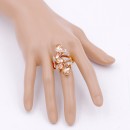 Rose Gold Plated 5 Crystals drop shape with CZ Stretch Ring