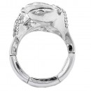 Rhodium Plated 5 Crystals drop shape with CZ Stretch Ring