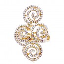Gold Plated AB Swirl Shape with CZ Stretch Ring