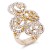 Gold-Plated-Clear-Swirl-Shape-w./-CZ-Stretch-Ring-Gold Clear