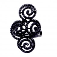 Jet Black Color Swirl Shape wih CZ Stretch Ring