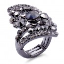 Rhodium Plated Clear Stone Fashion stretch Ring