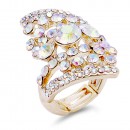 Gold Plated Peach color Stone Fashion stretch Ring