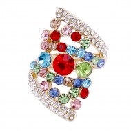 Gold Plated Multi-Color Stone Fashion stretch Ring