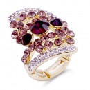 Gold Plated Purple Stone Fashion Stretch Ring
