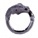 Gunmetal Plated with Black Diamond Stone, Stretch Ring