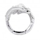 Rhodium Plated Clear Stone Fashion stretch Ring
