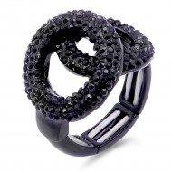 2 Circles shape Jet Black Color Stone Stretch Ring