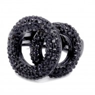 2 Circles shape Jet Black Color Stone Stretch Ring