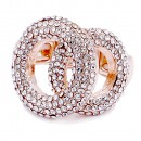 2 Circles shape Rose Gold Plated w/.Clear Stone Stretch Ring