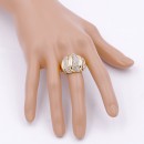Unique Fashion Gold Plated with Clear Stone Stretch Ring