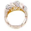 Unique Fashion Gold Plated with Clear Stone Stretch Ring