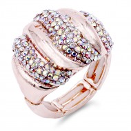 Unique Fashion Rose Gold Plated with AB Stone Stretch Ring
