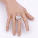 Unique Fashion Rhodium Plated with AB Stone Stretch Ring