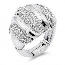 Unique Fashion Rhodium Plated with Clear Stone Stretch Ring