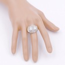 Unique Fashion Rhodium Plated with Clear Stone Stretch Ring