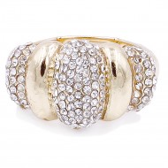 Classic Fashion Gold Plated with Clear Stone Stretch Ring