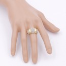 Classic Fashion Gold Plated with Clear Stone Stretch Ring