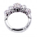 Classic Fashion Rhodium Plated with AB Stone Stretch Ring