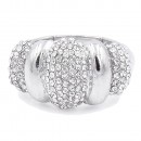 Classic Fashion Rhodium Plated with Clear Stone Stretch Ring