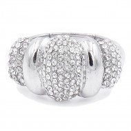 Classic Fashion Rhodium Plated with Clear Stone Stretch Ring