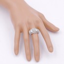 Classic Fashion Rhodium Plated with Clear Stone Stretch Ring