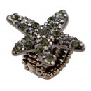 Rhodium Plated With Aqua Color Crystal Starfish Stretch Ring