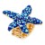 Gold-Plated-With-Blue-AB-Crystal-Starfish-Stretch-Ring-Blue AB